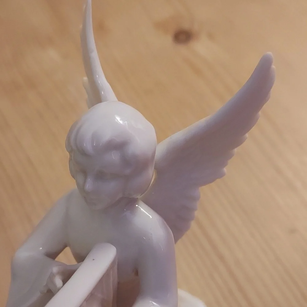Vintage Dresden porcelain angel with harp
